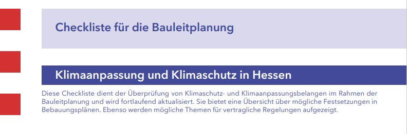 Checkliste für die Bauleitplanung