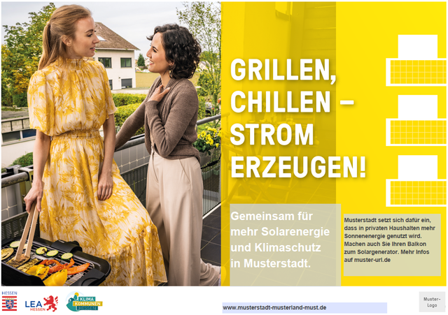 Vorlage für Plakatmotiv: „Grillen, Chillen - Strom erzeugen“